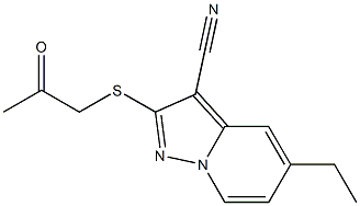 2-[[(Methylcarbonyl)methyl]thio]-5-ethyl-pyrazolo[1,5-a]pyridine-3-carbonitrile Struktur