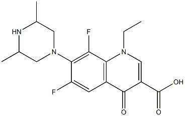 1-Ethyl-6,8-difluoro-1,4-dihydro-4-oxo-7-(3,5-dimethyl-1-piperazinyl)quinoline-3-carboxylic acid Struktur