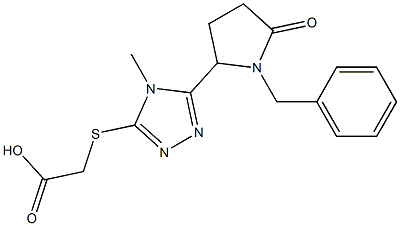 4-Methyl-5-(5-oxo-1-benzylpyrrolidin-2-yl)-3-(carboxymethyl)thio-4H-1,2,4-triazole Struktur