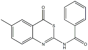 2-(Benzoylamino)-6-methyl-4H-3,1-benzothiazin-4-one Struktur