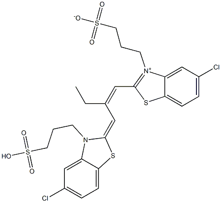 2-[2-[2,3-Dihydro-5-chloro-3-(3-sulfopropyl)benzothiazole-2-ylidenemethyl]-1-butenyl]-3-(3-sulfonatopropyl)-5-chlorobenzothiazole-3-ium Struktur