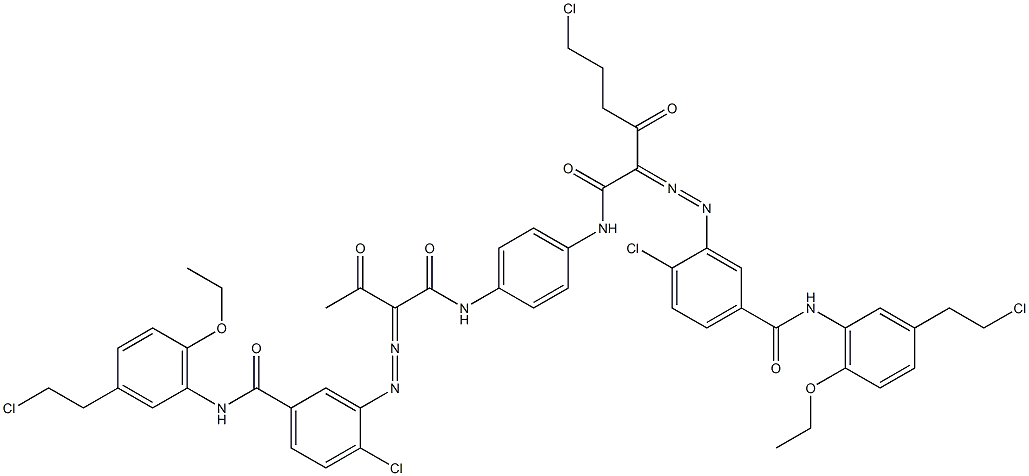 3,3'-[2-(2-Chloroethyl)-1,4-phenylenebis[iminocarbonyl(acetylmethylene)azo]]bis[N-[3-(2-chloroethyl)-6-ethoxyphenyl]-4-chlorobenzamide] Struktur