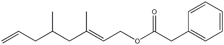 Phenylacetic acid 3,5-dimethyl-2,7-octadienyl ester Struktur