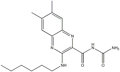 6,7-Dimethyl-3-(hexylamino)-N-(carbamoyl)quinoxaline-2-carboxamide Struktur