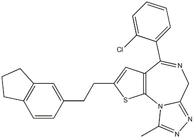 4-(2-Chlorophenyl)-2-[2-[(2,3-dihydro-1H-inden)-5-yl]ethyl]-9-methyl-6H-thieno[3,2-f][1,2,4]triazolo[4,3-a][1,4]diazepine Struktur