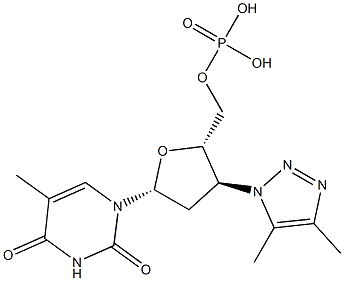 3'-(4,5-Dimethyl-1H-1,2,3-triazol-1-yl)-3'-deoxythymidine 5'-phosphoric acid Struktur