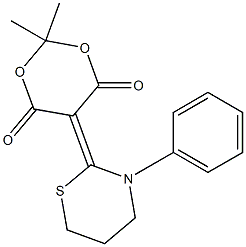 2,2-Dimethyl-5-[(tetrahydro-3-phenyl-2H-1,3-thiazin)-2-ylidene]-1,3-dioxane-4,6-dione Struktur