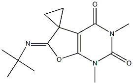 1,3-Dimethyl-6-(tert-butylimino)spiro[furo[2,3-d]pyrimidine-5(6H),1'-cyclopropane]-2,4(1H,3H)-dione Struktur