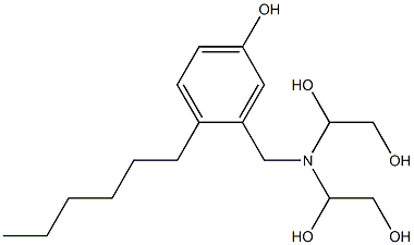 3-[Bis(1,2-dihydroxyethyl)aminomethyl]-4-hexylphenol Struktur