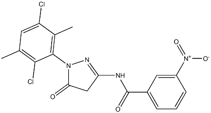 1-(2,5-Dichloro-3,6-dimethylphenyl)-3-(3-nitrobenzoylamino)-5(4H)-pyrazolone Struktur