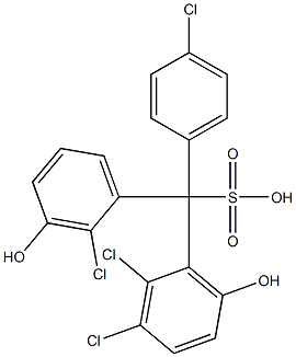 (4-Chlorophenyl)(2-chloro-3-hydroxyphenyl)(2,3-dichloro-6-hydroxyphenyl)methanesulfonic acid Struktur