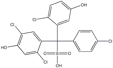 (4-Chlorophenyl)(2-chloro-5-hydroxyphenyl)(2,5-dichloro-4-hydroxyphenyl)methanesulfonic acid Struktur