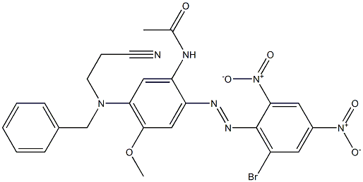 N-[2-(6-Bromo-2,4-dinitrophenyl)azo-5-[benzyl-(2-cyanoethyl)amino]-4-methoxyphenyl]acetamide Struktur