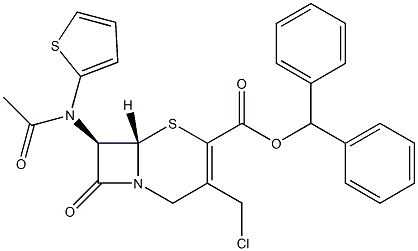 (7R)-3-(Chloromethyl)-7-[(2-thienyl)acetylamino]cepham-3-ene-4-carboxylic acid benzhydryl ester Struktur