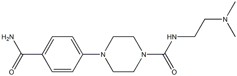 N-(2-Dimethylaminoethyl)-4-[4-carbamoylphenyl]piperazine-1-carboxamide Struktur