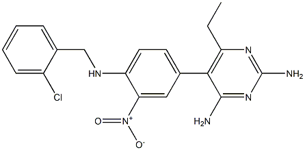 2,4-Diamino-6-ethyl-5-(3-nitro-4-(2-chlorobenzylamino)phenyl)pyrimidine Struktur