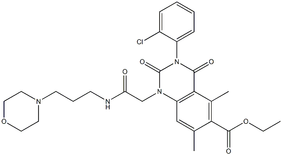 1,2,3,4-Tetrahydro-3-(2-chlorophenyl)-1-[(3-morpholinopropyl)aminocarbonylmethyl]-5,7-dimethyl-2,4-dioxoquinazoline-6-carboxylic acid ethyl ester Struktur