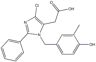 1-(4-Hydroxy-3-methylbenzyl)-4-chloro-2-phenyl-1H-imidazole-5-acetic acid Struktur