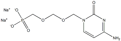 [[[(4-Amino-1,2-dihydro-2-oxopyrimidin)-1-yl]methoxy]methoxy]methylphosphonic acid disodium salt Struktur