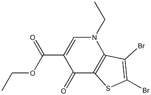 2-Bromo-3-bromo-4-ethyl-7-oxothieno[3,2-b]pyridine-6-carboxylic acid ethyl ester Struktur