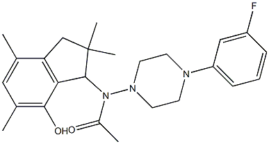 2,3-Dihydro-3-[[4-(3-fluorophenyl)-1-piperazinyl]acetylamino]-2,2,5,7-tetramethyl-1H-inden-4-ol Struktur