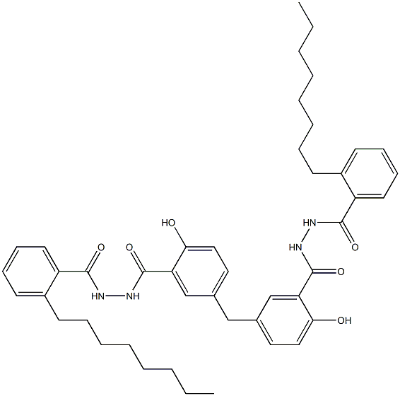 5,5'-Methylenebis[2-hydroxy-N'-(2-octylbenzoyl)benzenecarbohydrazide] Struktur