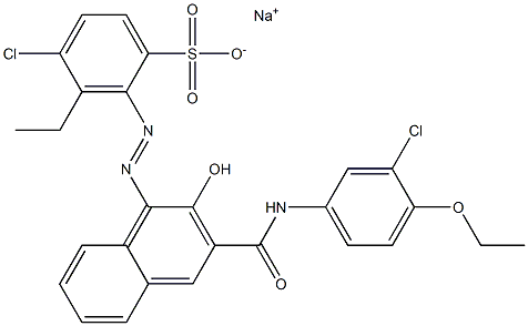 4-Chloro-3-ethyl-2-[[3-[[(3-chloro-4-ethoxyphenyl)amino]carbonyl]-2-hydroxy-1-naphtyl]azo]benzenesulfonic acid sodium salt Struktur