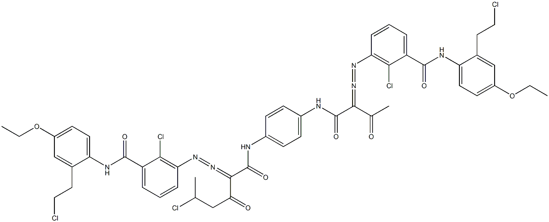 3,3'-[2-(1-Chloroethyl)-1,4-phenylenebis[iminocarbonyl(acetylmethylene)azo]]bis[N-[2-(2-chloroethyl)-4-ethoxyphenyl]-2-chlorobenzamide] Struktur