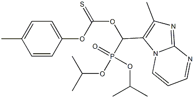 Thiocarbonic acid O-[(2-methylimidazo[1,2-a]pyrimidin-3-yl)[bis(isopropyloxy)phosphinyl]methyl]O-(4-methylphenyl) ester Struktur