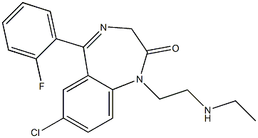 7-Chloro-1,3-dihydro-1-[2-(ethylamino)ethyl]-5-(2-fluorophenyl)-2H-1,4-benzodiazepine-2-one Struktur