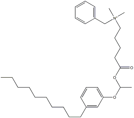 N,N-Dimethyl-N-benzyl-N-[4-[[1-(3-decylphenyloxy)ethyl]oxycarbonyl]butyl]aminium Struktur