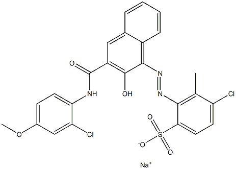 4-Chloro-3-methyl-2-[[3-[[(2-chloro-4-methoxyphenyl)amino]carbonyl]-2-hydroxy-1-naphtyl]azo]benzenesulfonic acid sodium salt Struktur