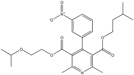 2,6-Dimethyl-4-(3-nitrophenyl)pyridine-3,5-dicarboxylic acid 3-(2-isopropyloxyethyl)5-(3-methylbutyl) ester Struktur