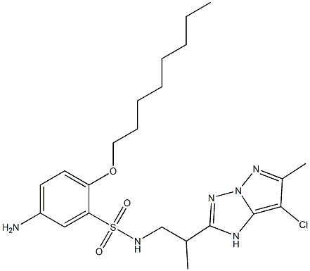 5-Amino-N-[2-(7-chloro-6-methyl-1H-pyrazolo[1,5-b][1,2,4]triazol-2-yl)propyl]-2-octyloxybenzenesulfonamide Struktur