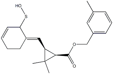 (1R,3S)-2,2-Dimethyl-3-[[(3E)-2,3,4,5-tetrahydro-2-oxothiophen]-3-ylidenemethyl]cyclopropane-1-carboxylic acid-3-methylbenzyl ester Struktur