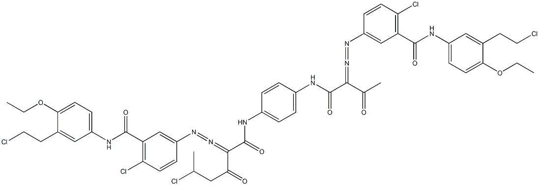 3,3'-[2-(1-Chloroethyl)-1,4-phenylenebis[iminocarbonyl(acetylmethylene)azo]]bis[N-[3-(2-chloroethyl)-4-ethoxyphenyl]-6-chlorobenzamide] Struktur