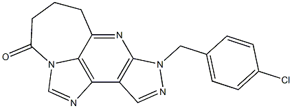 4,5,6,8-Tetrahydro-8-(4-chlorobenzyl)-1,2a,7,8,9-pentaazacyclohept[cd]-as-indacen-3-one Struktur