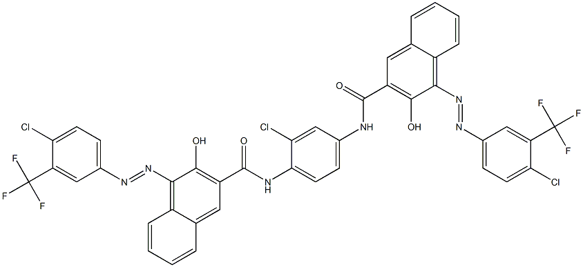 1,4-Bis[1-[[4-chloro-3-(trifluoromethyl)phenyl]azo]-2-hydroxy-3-naphthoylamino]-2-chlorobenzene Struktur