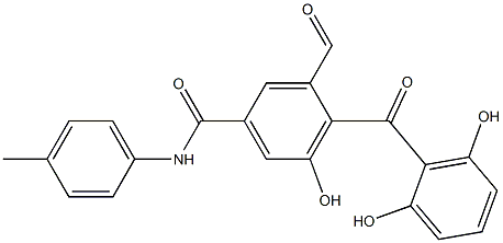 N-(p-Tolyl)-3-formyl-5-hydroxy-4-(2,6-dihydroxybenzoyl)benzamide Struktur