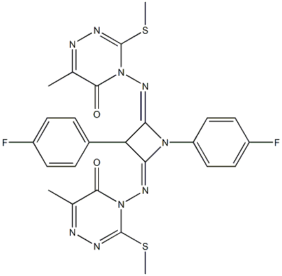 1,3-Bis(4-fluorophenyl)-2,4-bis[(4,5-dihydro-6-methyl-3-methylthio-5-oxo-1,2,4-triazin)-4-ylimino]azetidine Struktur