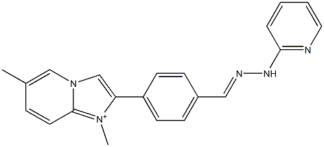 1,6-Dimethyl-2-[4-[2-(2-pyridinyl)hydrazonomethyl]phenyl]imidazo[1,2-a]pyridin-1-ium Struktur