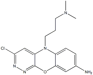 8-Amino-3-chloro-5-(3-dimethylaminopropyl)-5H-pyridazino[3,4-b][1,4]benzoxazine Struktur