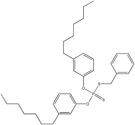 Dithiophosphoric acid O,O-bis(3-heptylphenyl)S-benzyl ester Struktur