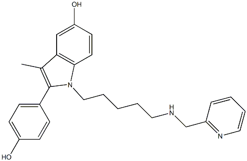 2-(4-Hydroxyphenyl)-3-methyl-1-[5-[(2-pyridinylmethyl)amino]pentyl]-1H-indol-5-ol Struktur