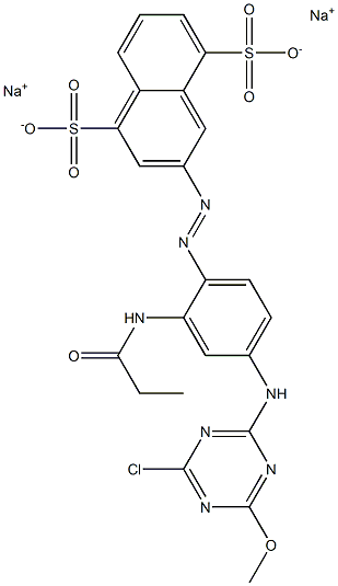 3-[4-(4-Chloro-6-methoxy-1,3,5-triazin-2-ylamino)-2-propionylaminophenylazo]-1,5-naphthalenedisulfonic acid disodium salt Struktur