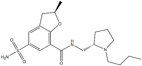 (R)-2,3-Dihydro-N-[[(2S)-1-butyl-2-pyrrolidinyl]methyl]-2-methyl-5-sulfamoylbenzofuran-7-carboxamide Struktur