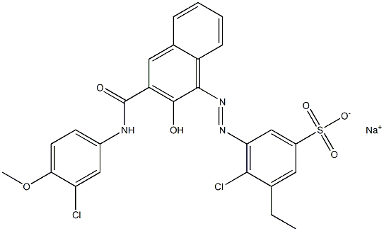 4-Chloro-3-ethyl-5-[[3-[[(3-chloro-4-methoxyphenyl)amino]carbonyl]-2-hydroxy-1-naphtyl]azo]benzenesulfonic acid sodium salt Struktur