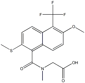 [N-[[6-Methoxy-2-methylthio-5-trifluoromethyl-1-naphthalenyl]carbonyl]-N-methylamino]acetic acid Struktur