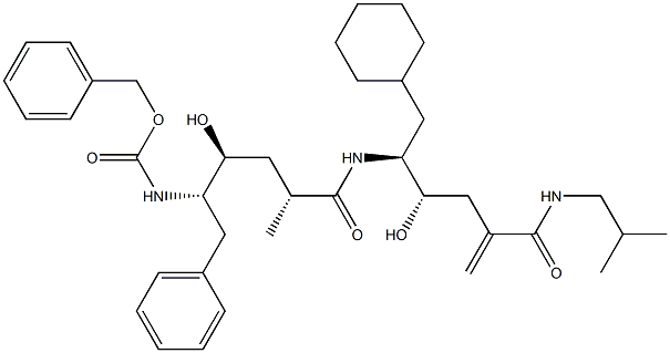 (4S,5S)-6-Cyclohexyl-5-[[(2R,4S,5S)-6-phenyl-5-(benzyloxycarbonylamino)-4-hydroxy-2-methylhexanoyl]amino]-4-hydroxy-2-methylene-N-(2-methylpropyl)hexanamide Struktur