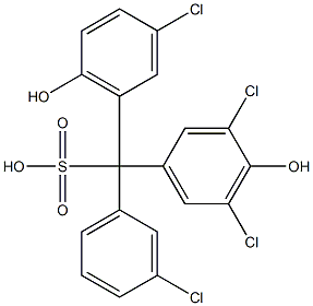 (3-Chlorophenyl)(3-chloro-6-hydroxyphenyl)(3,5-dichloro-4-hydroxyphenyl)methanesulfonic acid Struktur